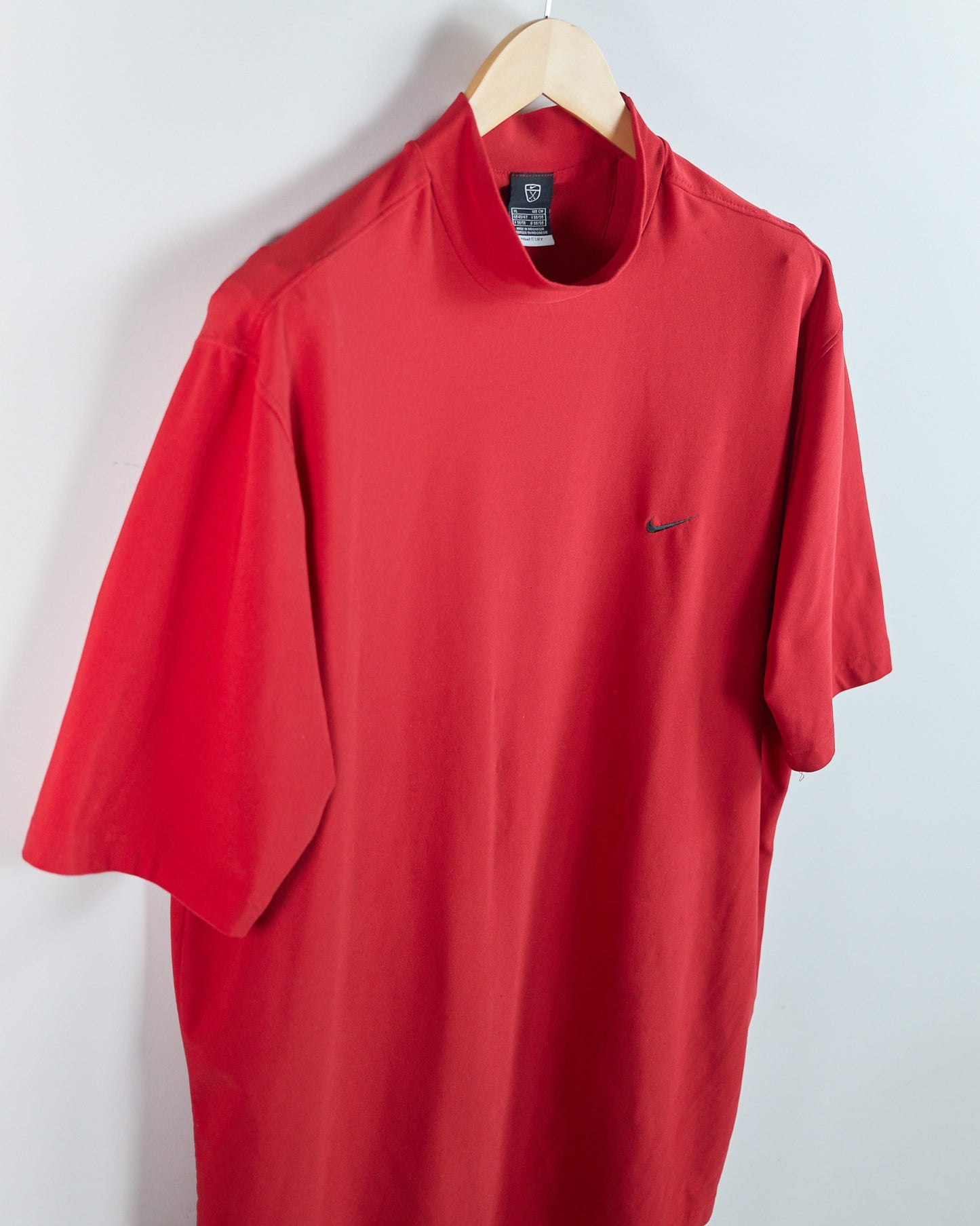 90s Nike Golf Shield Logo Red Short Sleeve Mock Neck (XL)