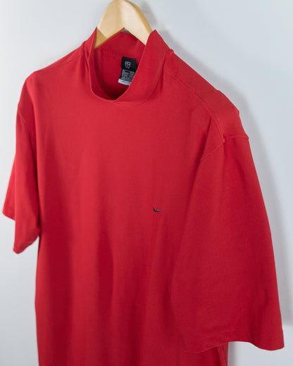 90s Nike Golf Shield Logo Red Short Sleeve Mock Neck (XL)