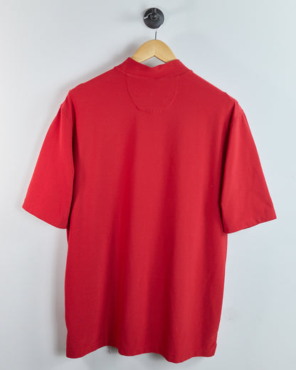 90s Nike Golf Shield Logo Red Short Sleeve Mock Neck (XL)