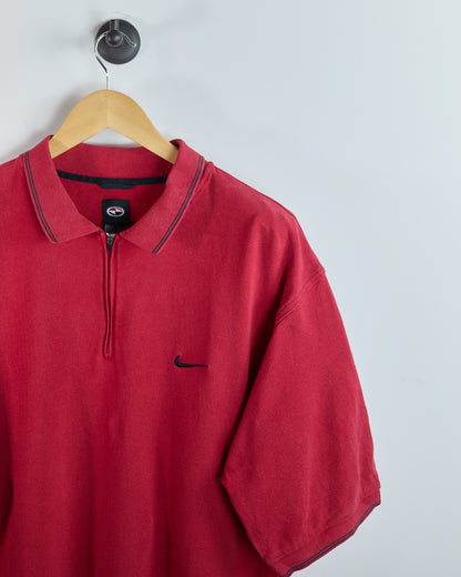 90s to ealy 00s Nike Golf Tiger Woods Yin Yang Red Zip Up Polo (XL)