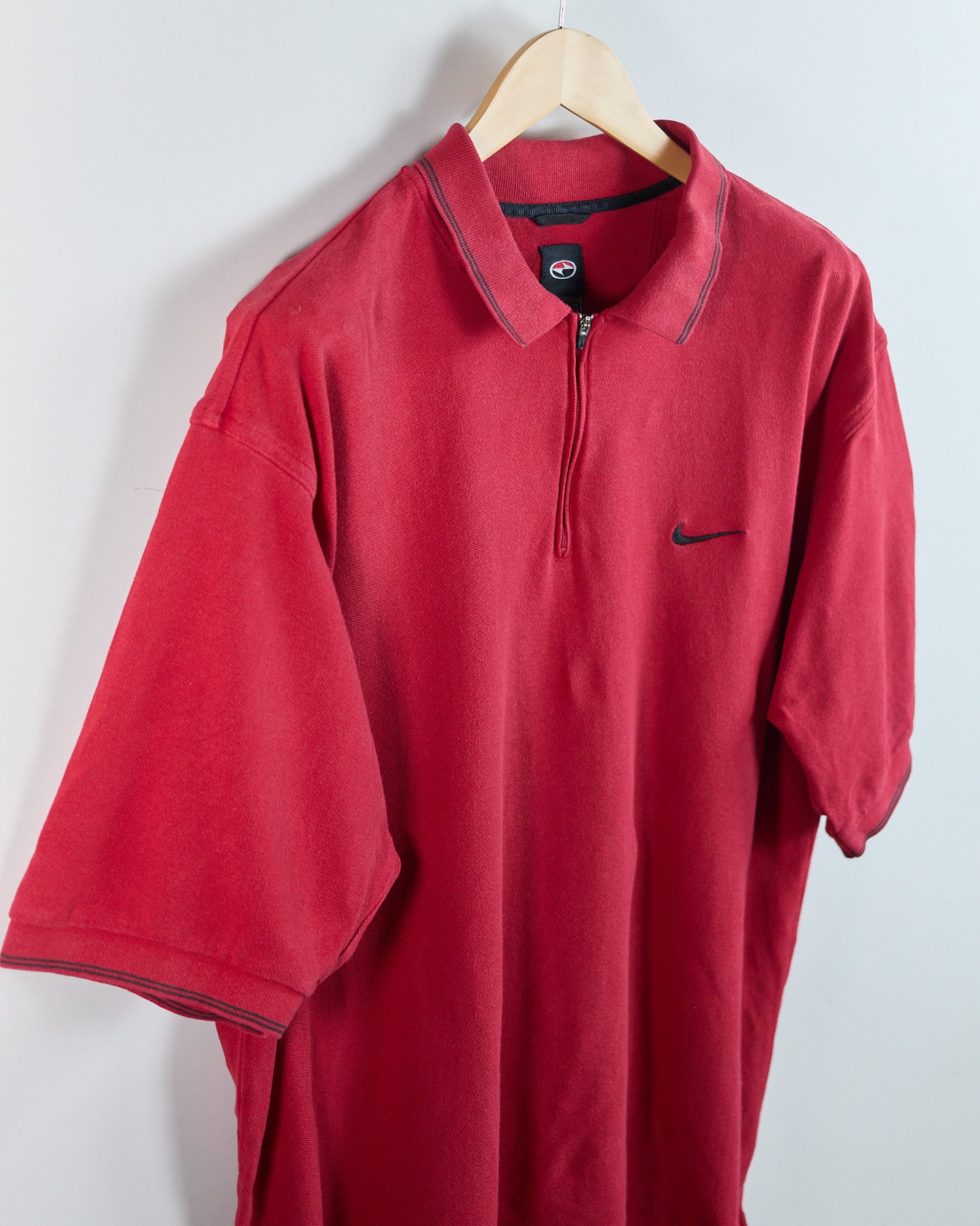 90s to ealy 00s Nike Golf Tiger Woods Yin Yang Red Zip Up Polo (XL)
