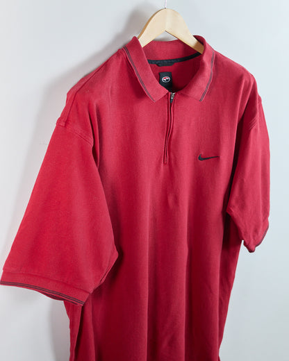 90s to ealy 00s Nike Golf Tiger Woods Yin Yang Red Zip Up Polo (XL)