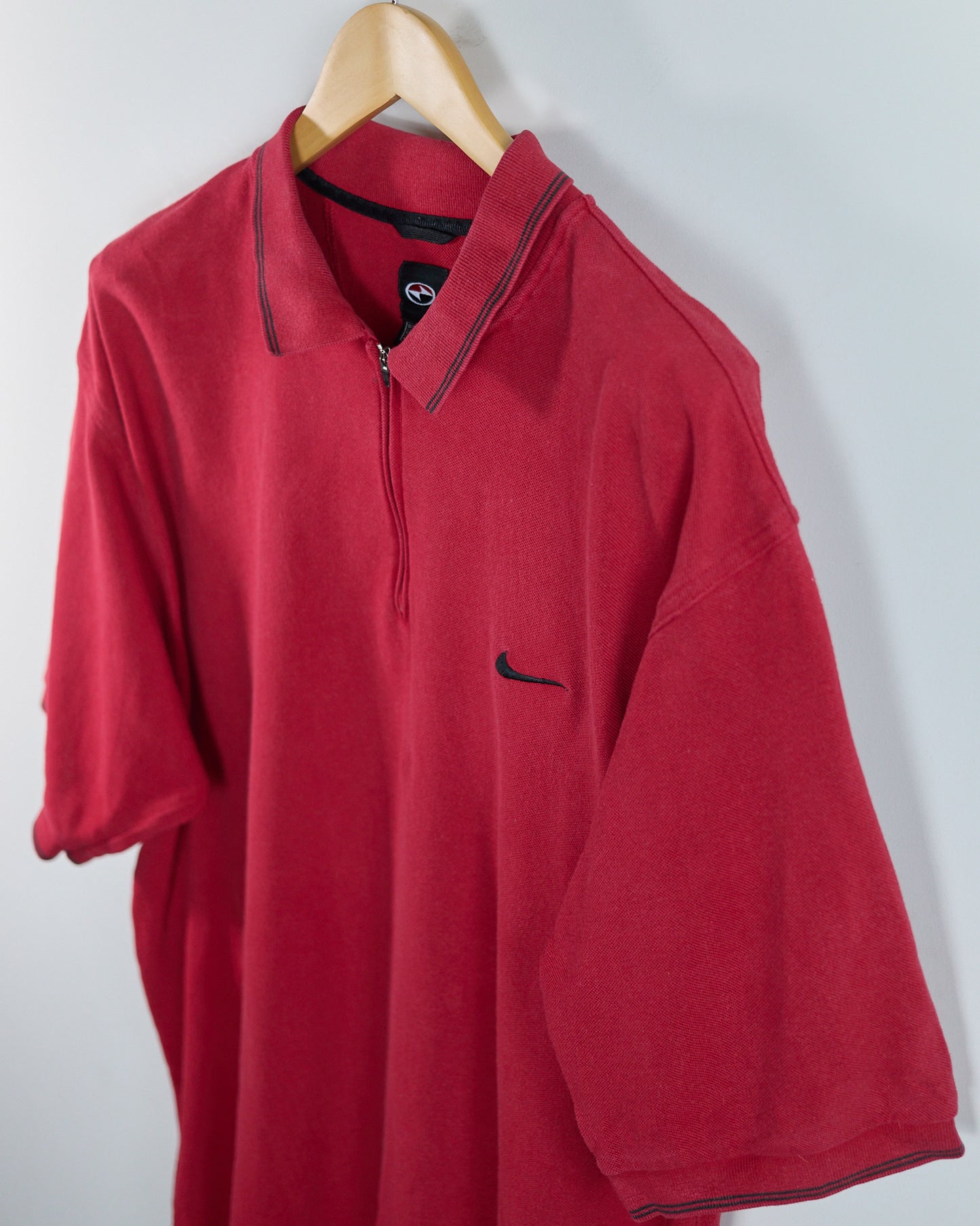 90s to ealy 00s Nike Golf Tiger Woods Yin Yang Red Zip Up Polo (XL)