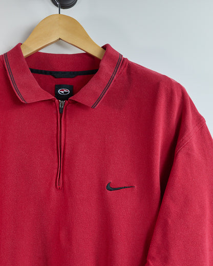 90s to ealy 00s Nike Golf Tiger Woods Yin Yang Red Zip Up Polo (XL)