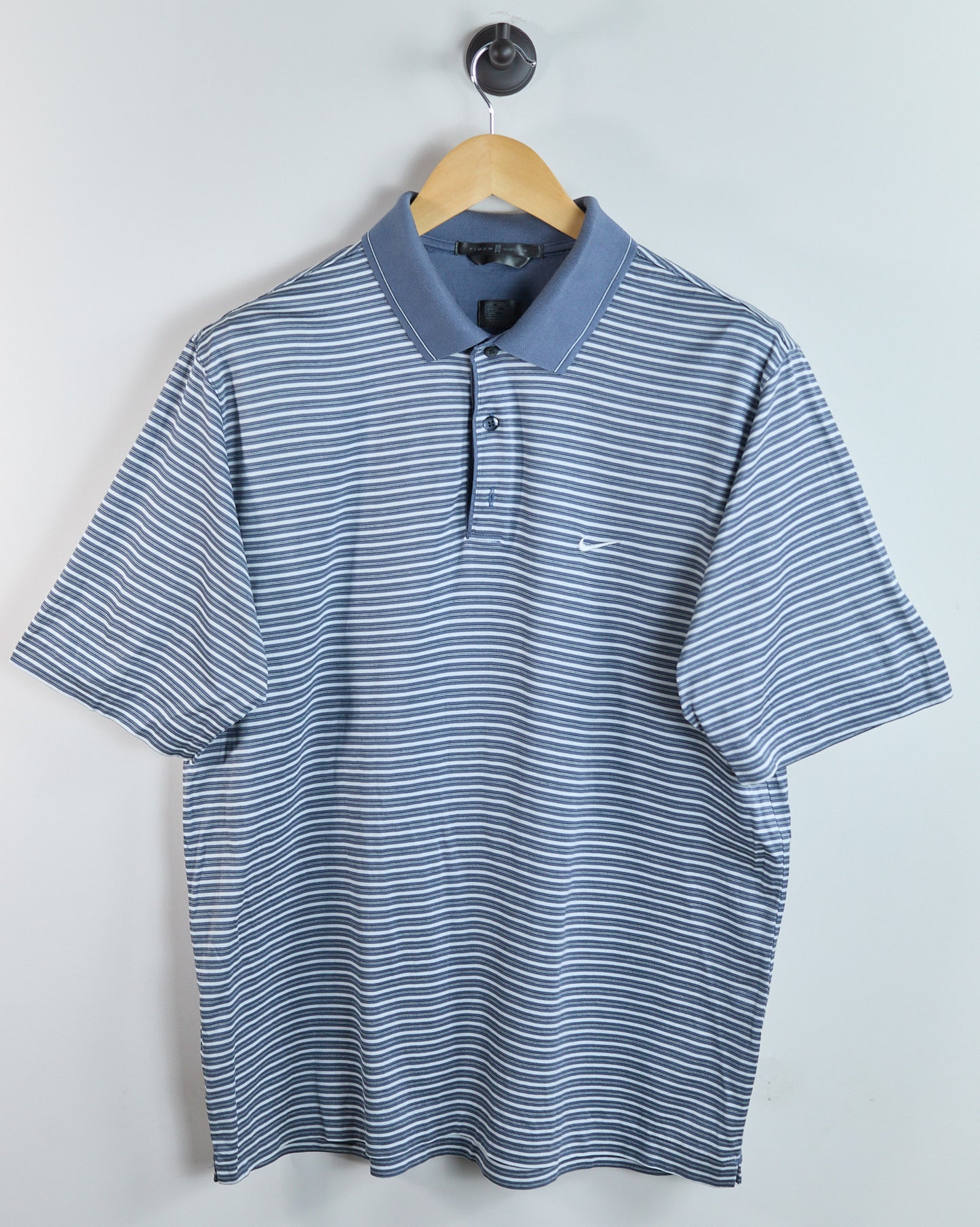 90s Nike Golf Tiger Woods White/Blue Polo (L)