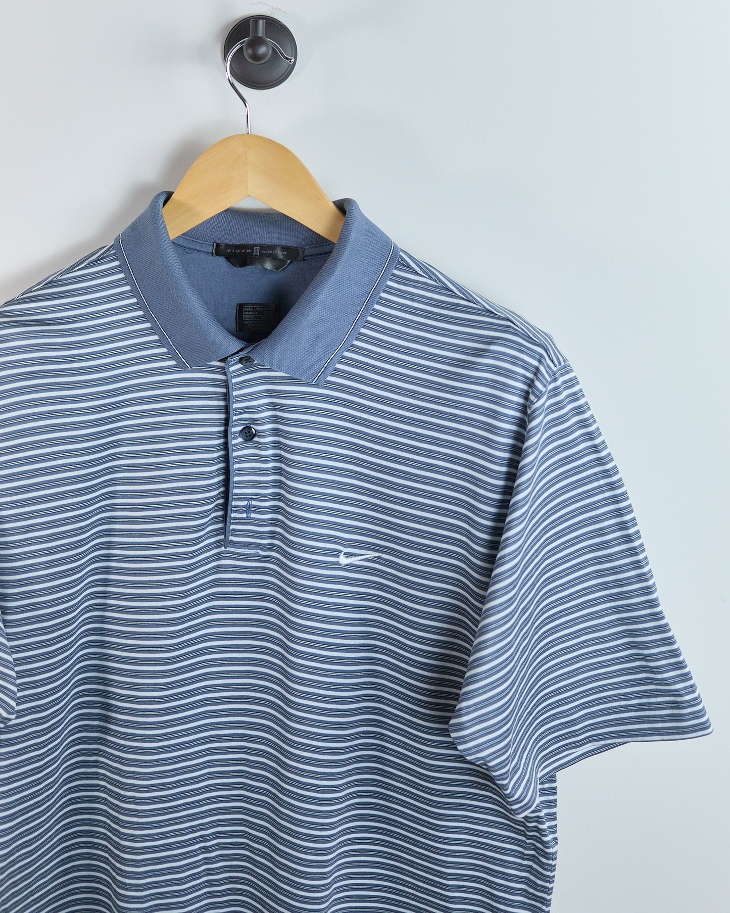 90s Nike Golf Tiger Woods White/Blue Polo (L)
