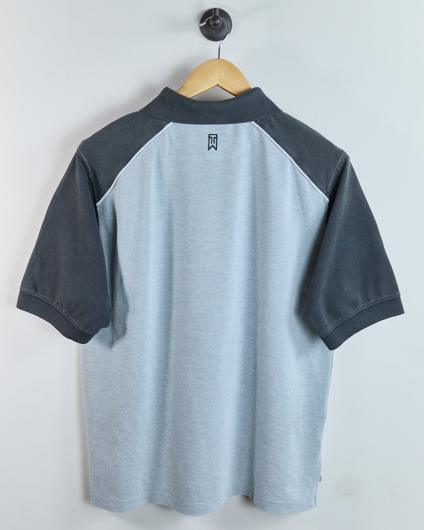 90s Nike Golf Tiger Woods Light Grey/Black Zip Up Polo (M)