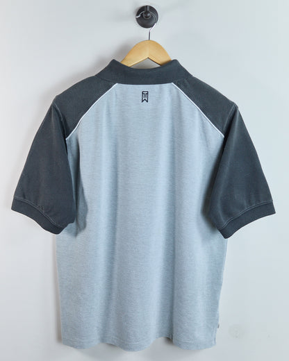 90s Nike Golf Tiger Woods Light Grey/Black Zip Up Polo (M)