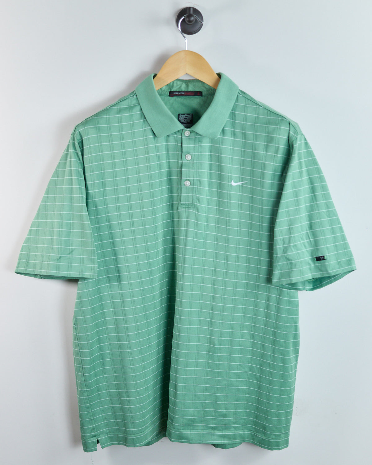 00s Nike Golf Tiger Woods Green/White Polo (XL)