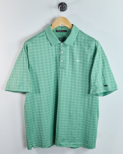 00s Nike Golf Tiger Woods Green/White Polo (XL)