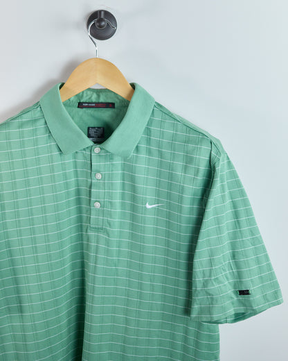 00s Nike Golf Tiger Woods Green/White Polo (XL)
