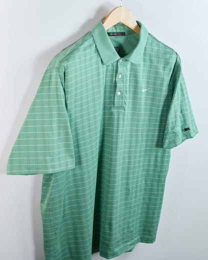 00s Nike Golf Tiger Woods Green/White Polo (XL)