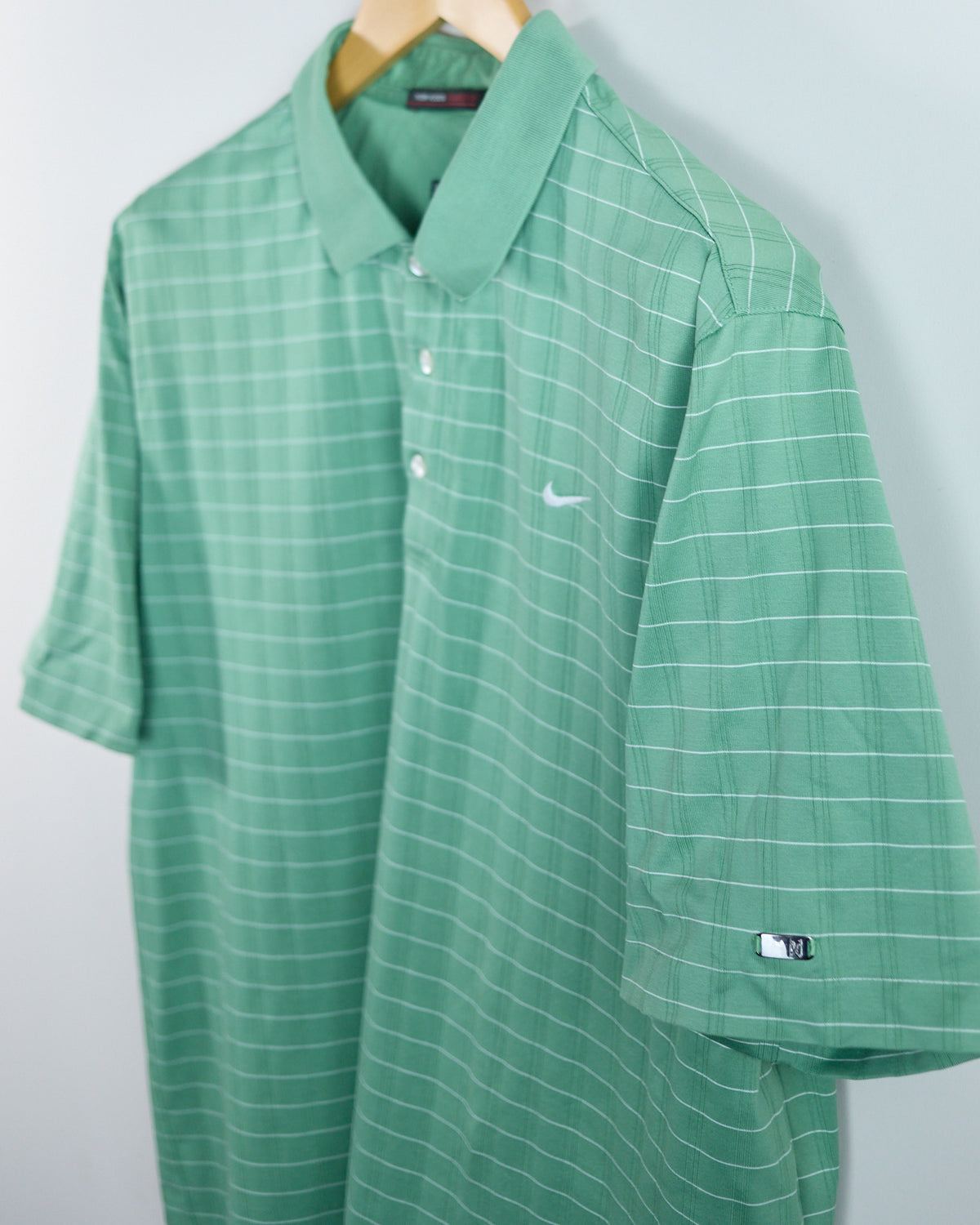 00s Nike Golf Tiger Woods Green/White Polo (XL)