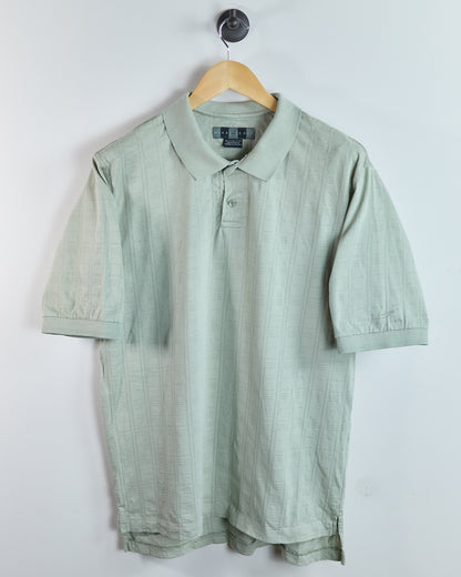 90s Nike Golf Shield Logo Light Grey/Green Polo (L)