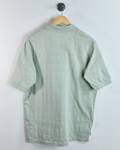 90s Nike Golf Shield Logo Light Grey/Green Polo (L)