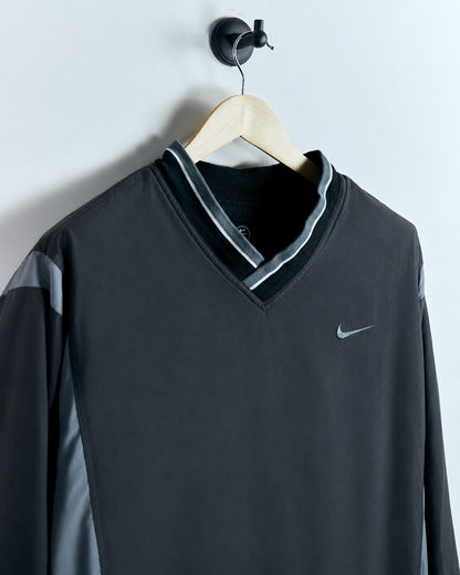 90s Nike Golf Black/Grey V Neck Windbreaker (XL)
