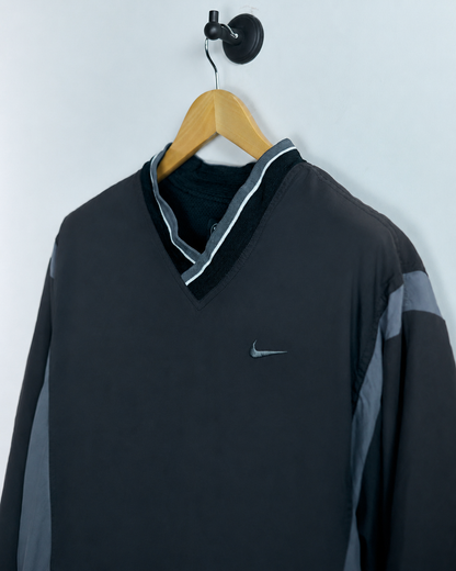 90s Nike Golf Black/Grey V Neck Windbreaker (XL)