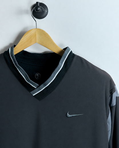 90s Nike Golf Black/Grey V Neck Windbreaker (XL)