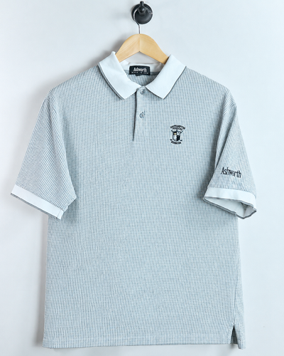 90s Ashworth White/Black Check Polo, beautiful stitch and design! (L)