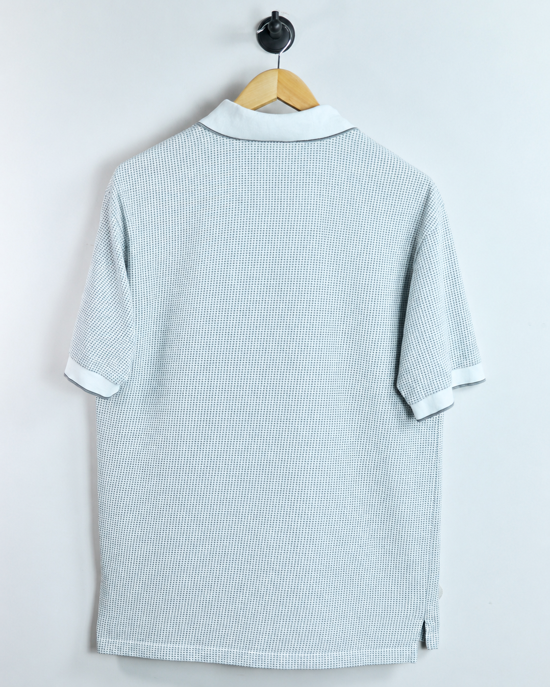 90s Ashworth White/Black Check Polo, beautiful stitch and design! (L)