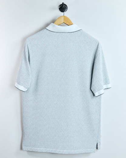 90s Ashworth White/Black Check Polo, beautiful stitch and design! (L)