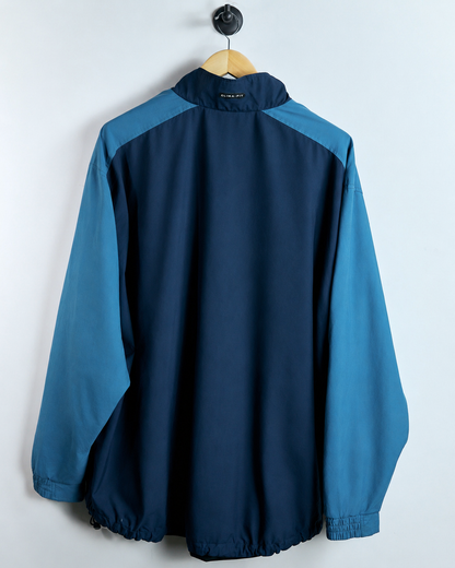 90s Nike Shield Logo Blue Quarter Zip Clima-Fit Windbreaker (XL)