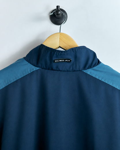 90s Nike Shield Logo Blue Quarter Zip Clima-Fit Windbreaker (XL)