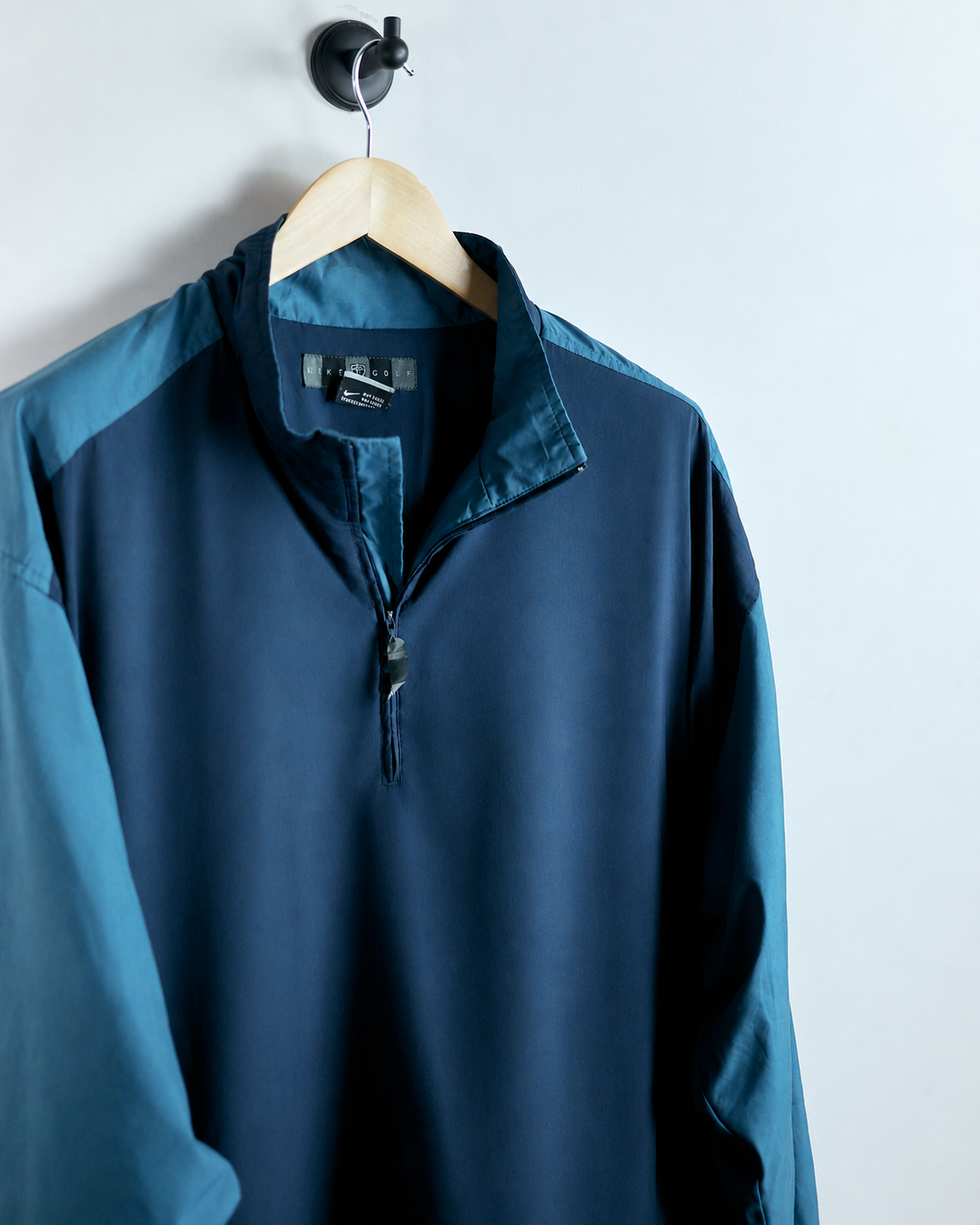 90s Nike Shield Logo Blue Quarter Zip Clima-Fit Windbreaker (XL)