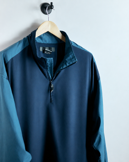 90s Nike Shield Logo Blue Quarter Zip Clima-Fit Windbreaker (XL)