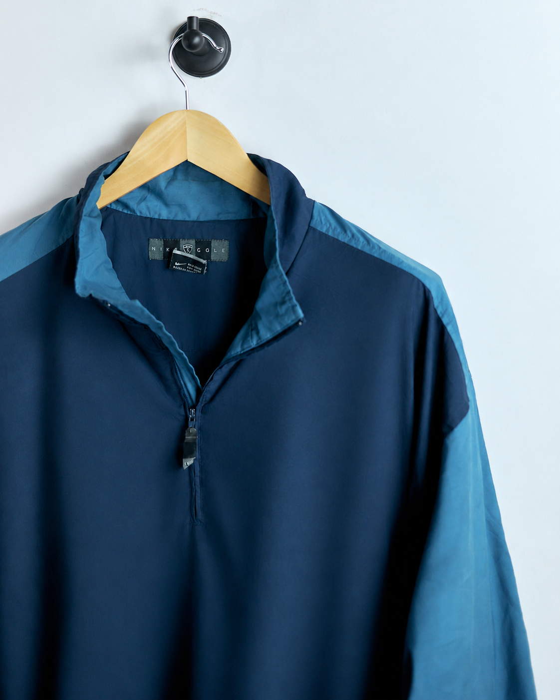 90s Nike Shield Logo Blue Quarter Zip Clima-Fit Windbreaker (XL)