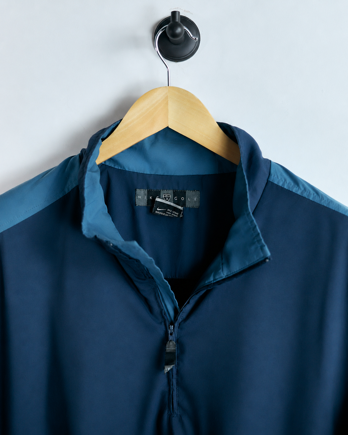 90s Nike Shield Logo Blue Quarter Zip Clima-Fit Windbreaker (XL)