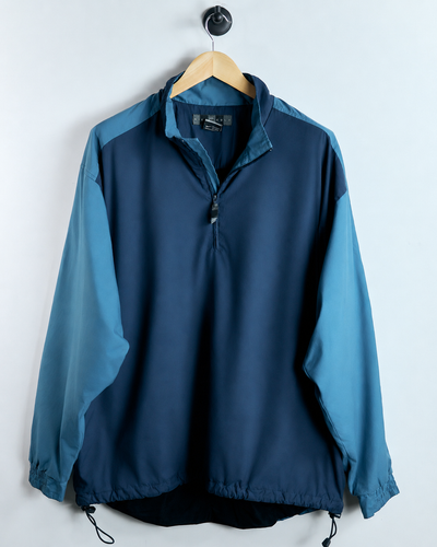 90s Nike Shield Logo Blue Quarter Zip Clima-Fit Windbreaker (XL)