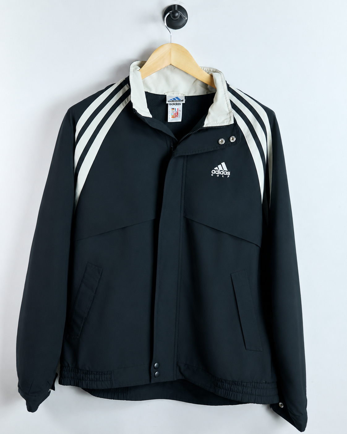 90s Adidas Black/Cream Full Zip Jacket (XL)