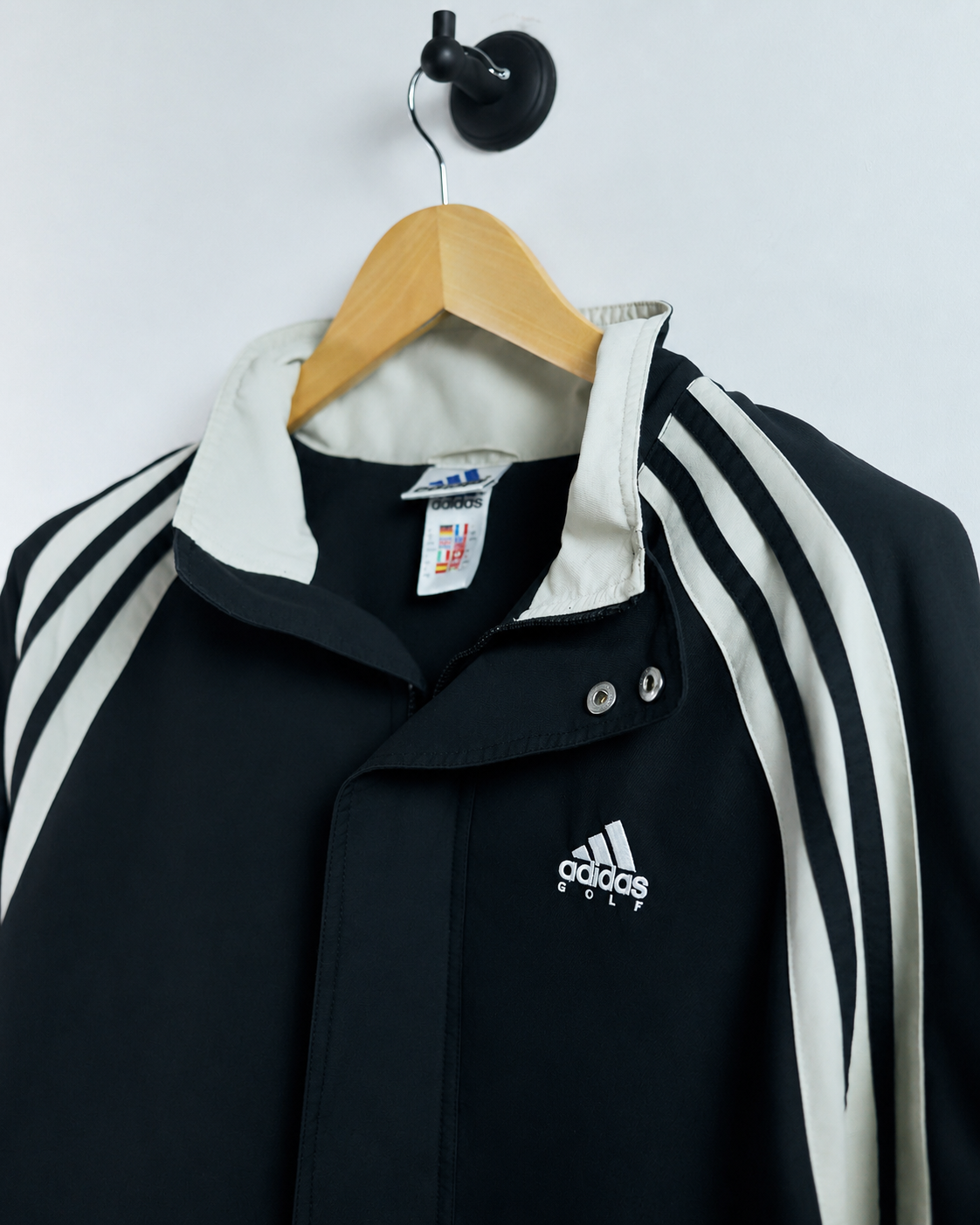 90s Adidas Black/Cream Full Zip Jacket (XL)