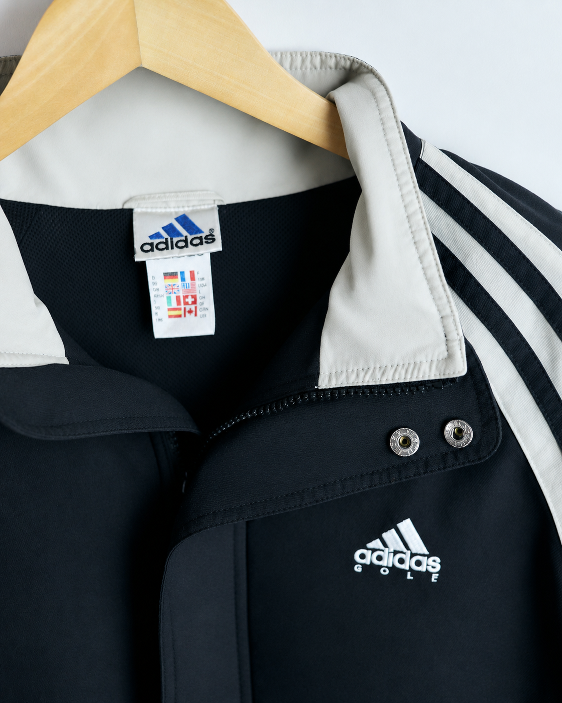 90s Adidas Black/Cream Full Zip Jacket (XL)