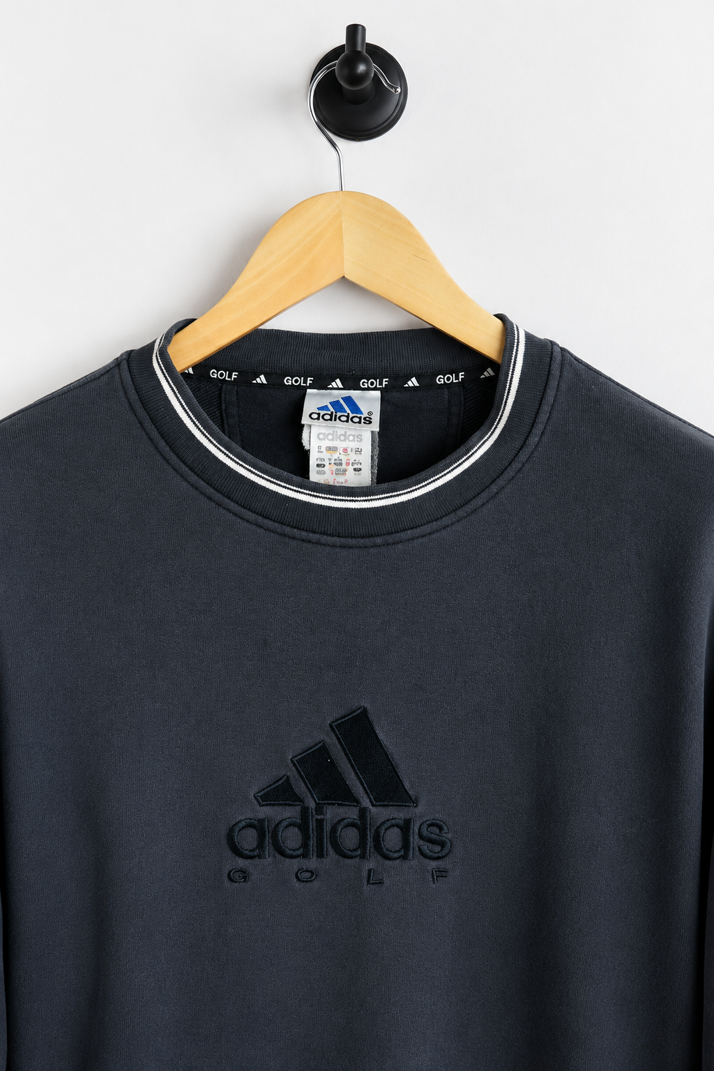 90s Adidas Dark Grey Crew Neck Jumper (L)