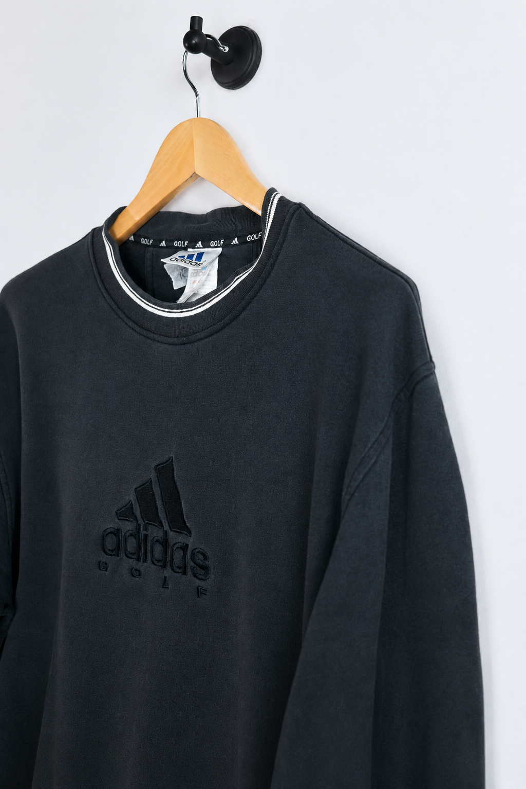 90s Adidas Dark Grey Crew Neck Jumper (L)
