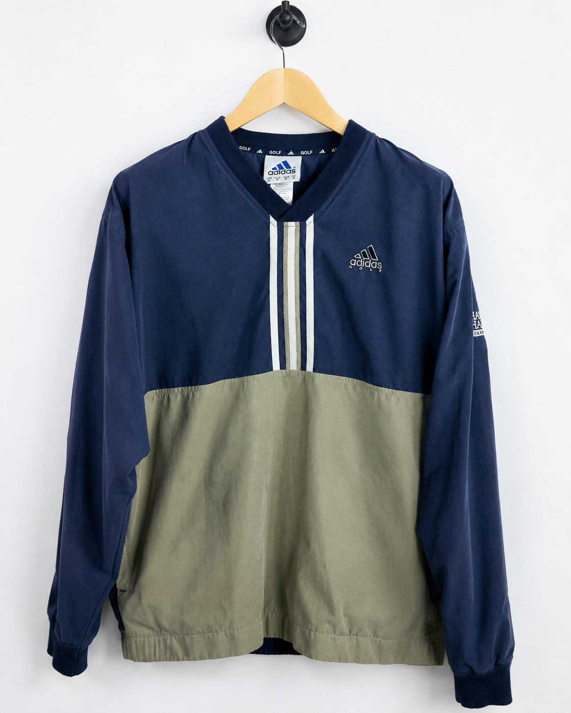 90s Adidas Blue/Gold V Neck Windbreaker (L)