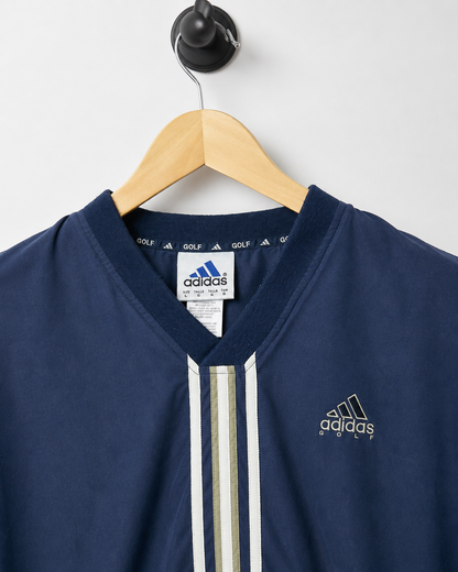 90s Adidas Blue/Gold V Neck Windbreaker (L)