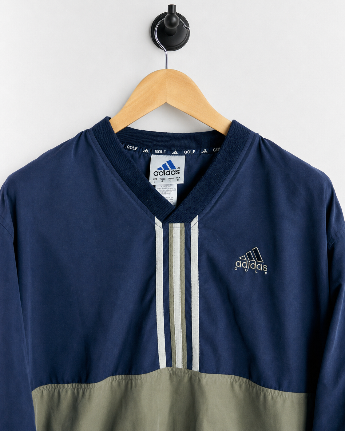 90s Adidas Blue/Gold V Neck Windbreaker (L)