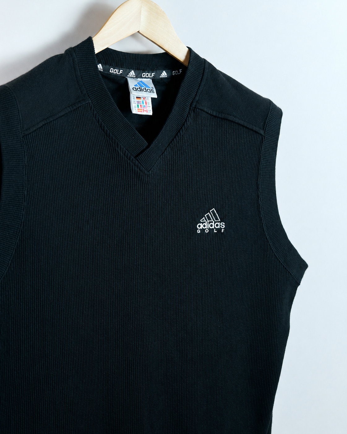 90s Adidas Golf Black V Neck Vest (XL)
