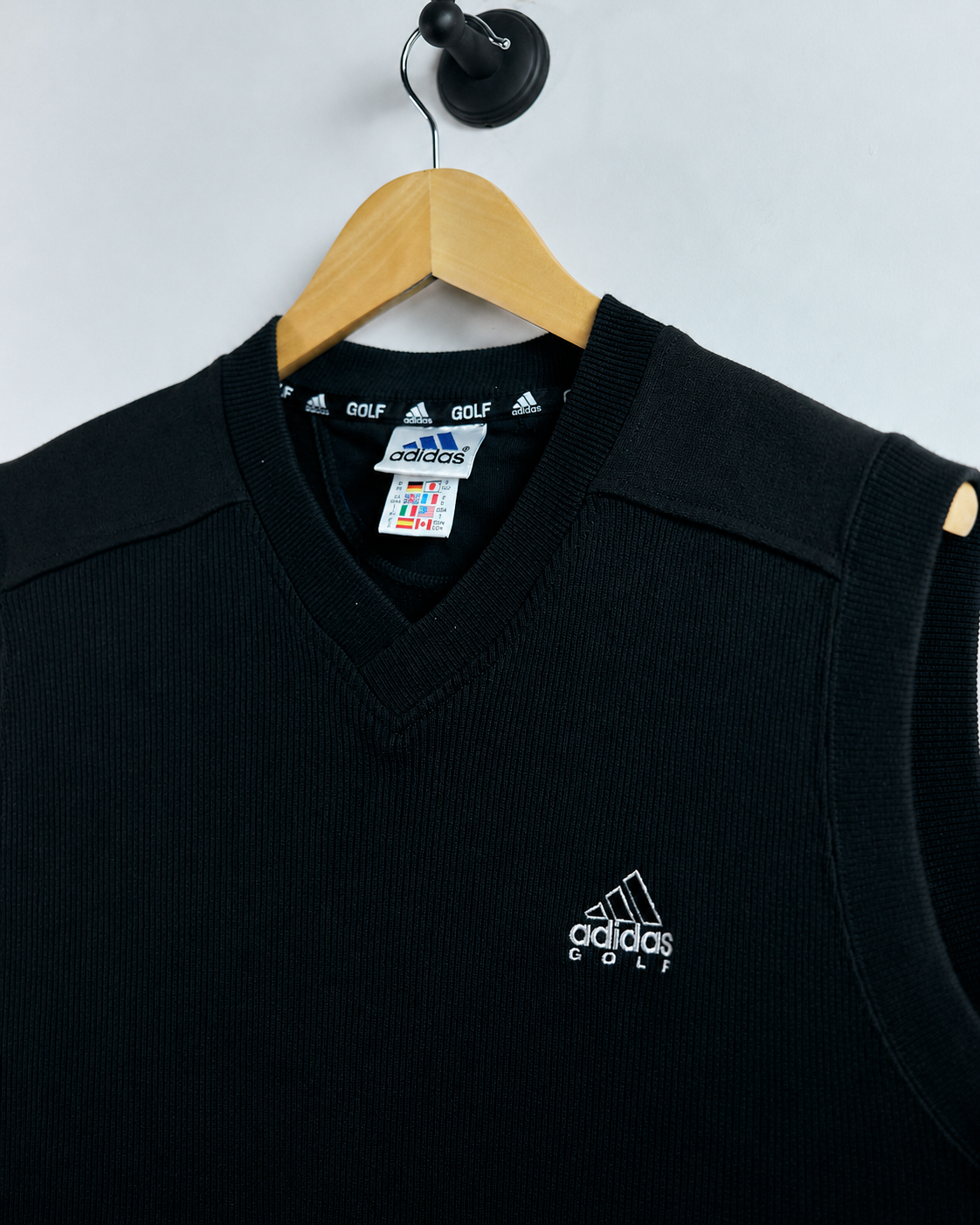 90s Adidas Golf Black V Neck Vest (XL)