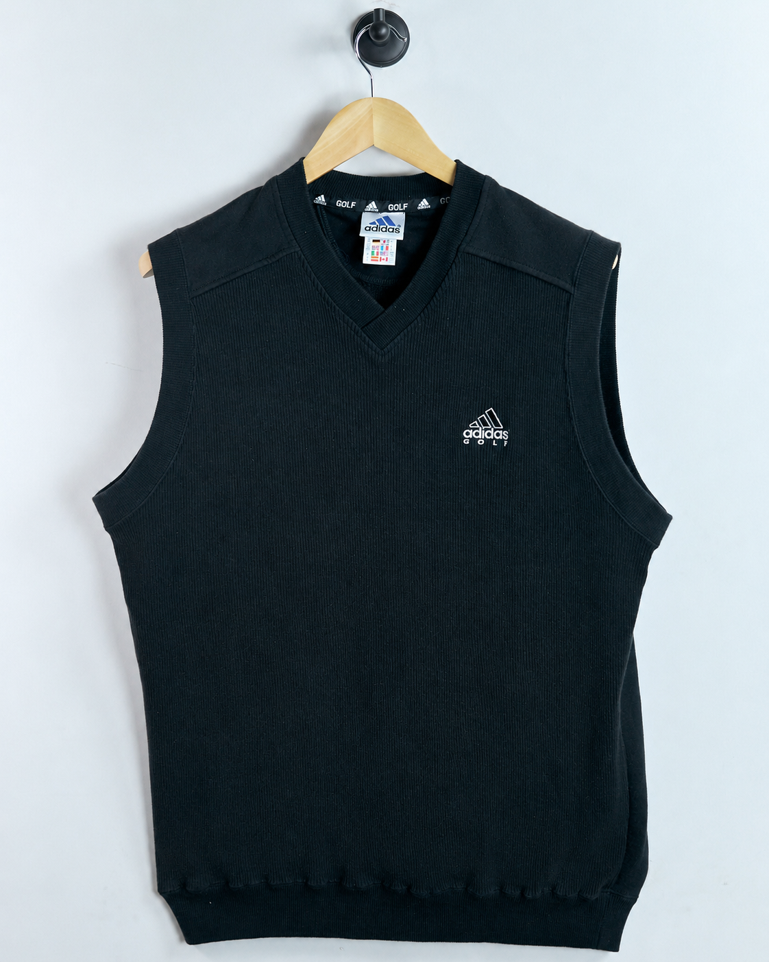 90s Adidas Golf Black V Neck Vest (XL)