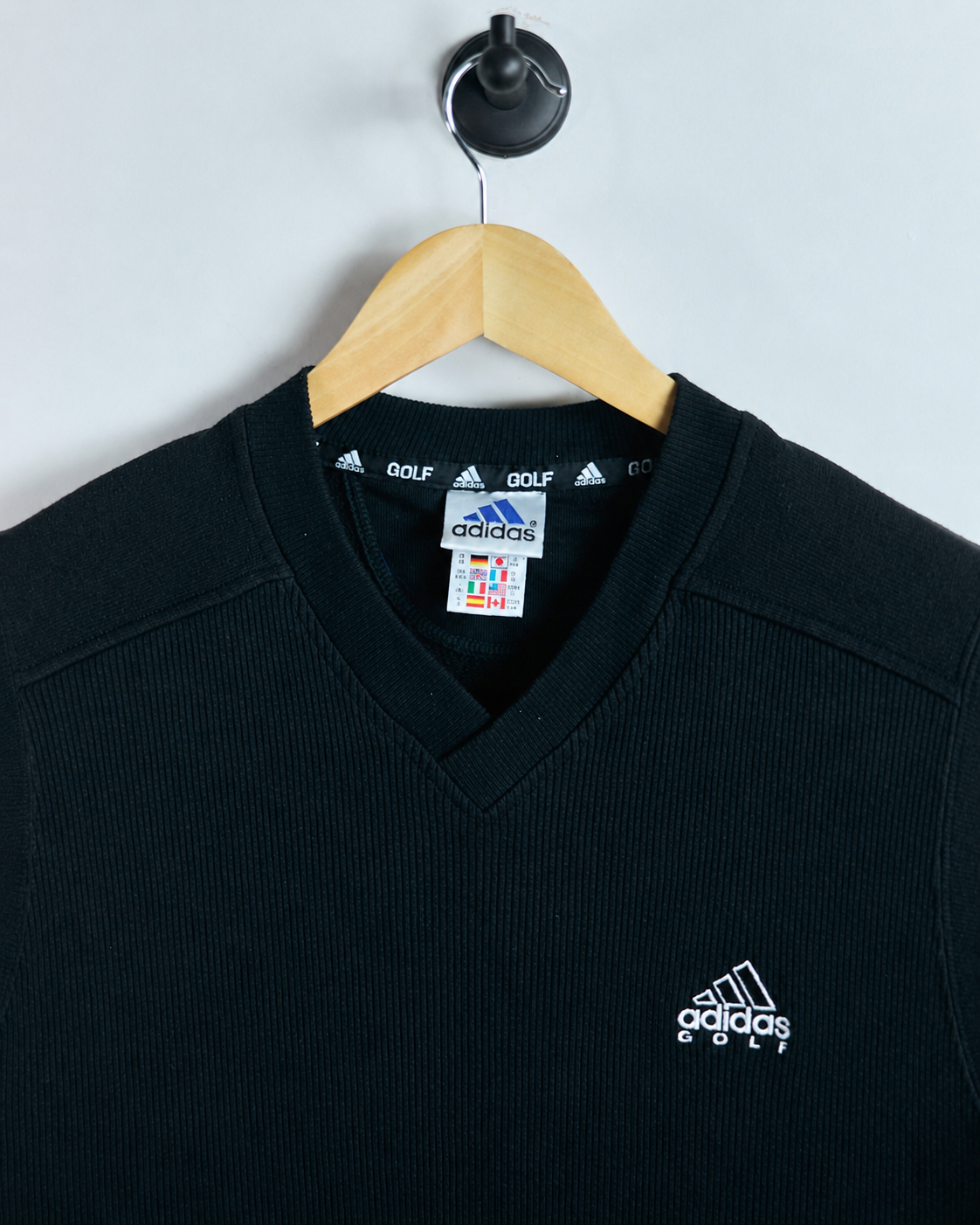 90s Adidas Golf Black V Neck Vest (XL)