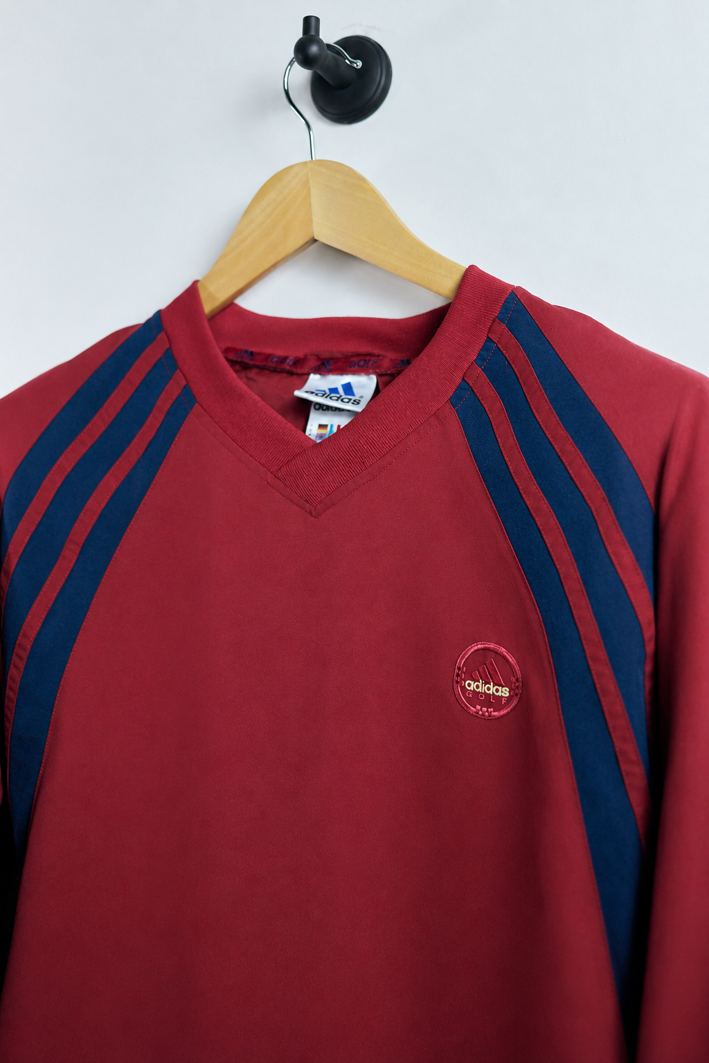 90s Adidas Red V Neck Windbreaker (XL)