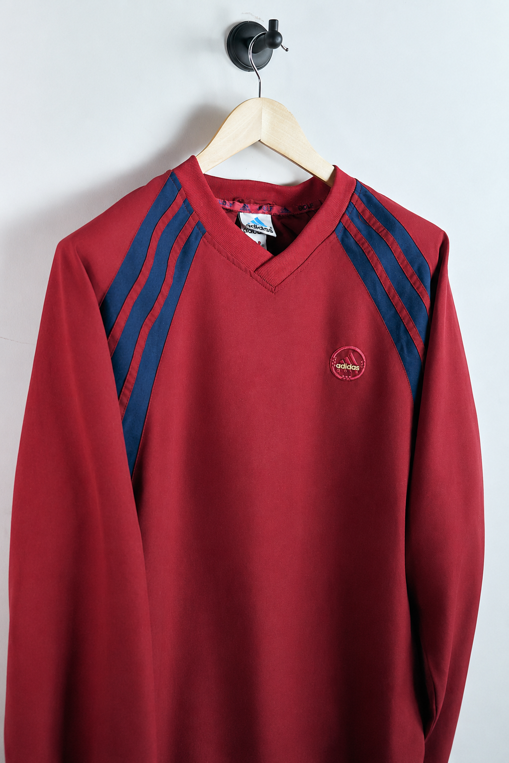 90s Adidas Red V Neck Windbreaker (XL)