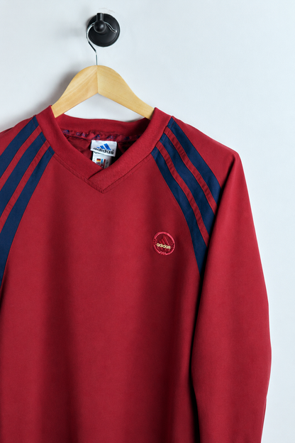 90s Adidas Red V Neck Windbreaker (XL)