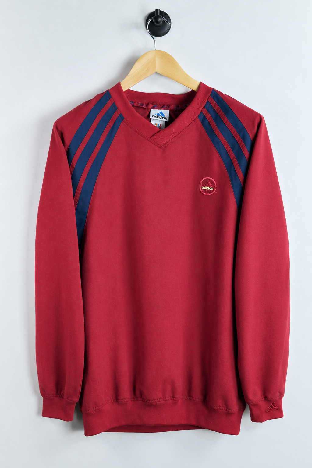 90s Adidas Red V Neck Windbreaker (XL)