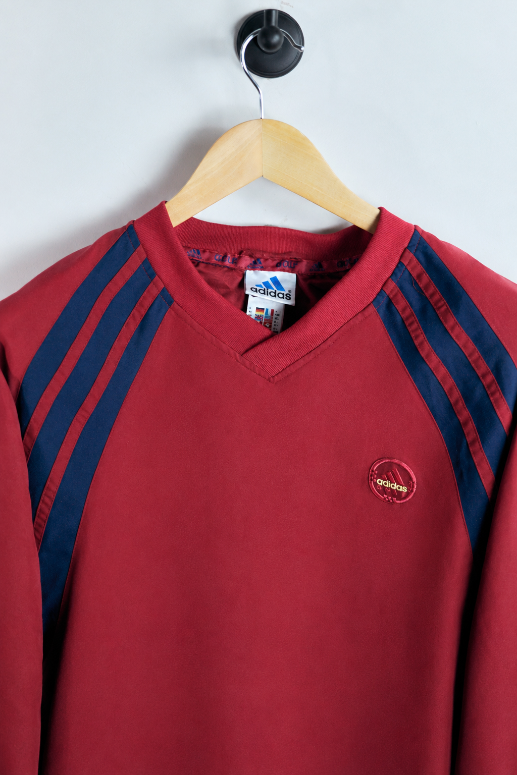 90s Adidas Red V Neck Windbreaker (XL)
