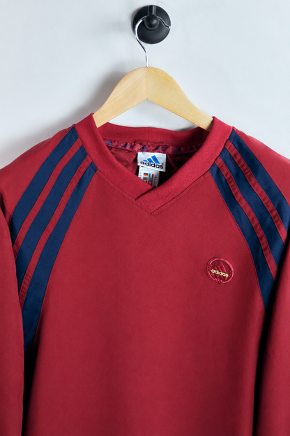 90s Adidas Red V Neck Windbreaker (XL)